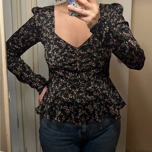 Jonathan Simkhai Black and Pink Floral Top